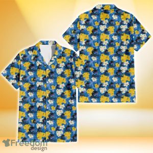 Miami Marlins Yellow White Hibiscus Powder Blue Background 3D Hawaiian Shirt Gift For Fans