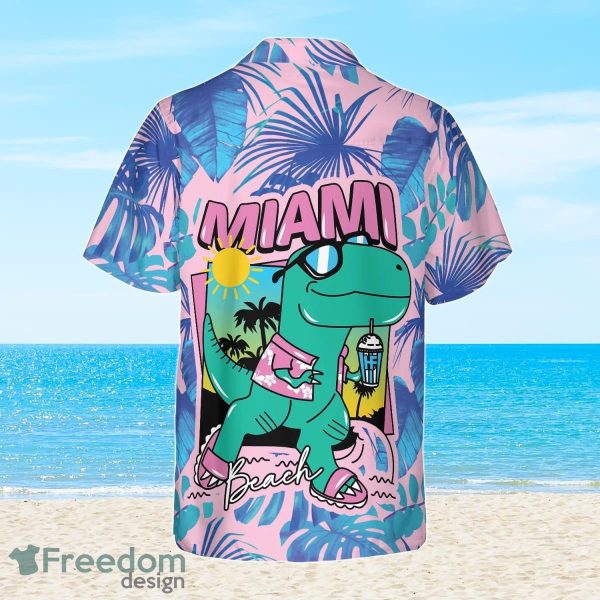 Miami South Beach Cool T- Rex Dinosaur Hawaiian Shirt Best Gift For Men And Women