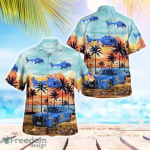 Michigan State Police Dodge Charger & Helicopter 3D Summer Aloha Hawaiian Shirt