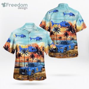 Michigan State Police Dodge Charger & Helicopter Hawaiian Shirt