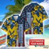 Michigan Wolverines Custom name USA Flag 4th July Independence Day Hawaiian Shirt