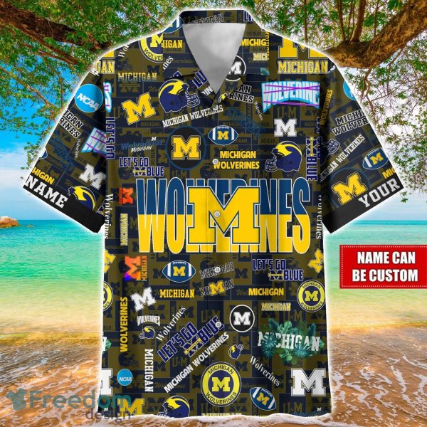 Michigan Wolverines Logo Hawaiian Shirt For Fans Trending Beach Shirt Custom Name