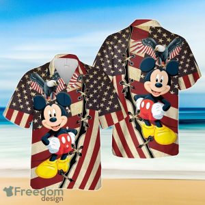 Mickey Mouse US Flag Hawaiian Shirt Aloha Eagle Aloha Button-Up Shirt