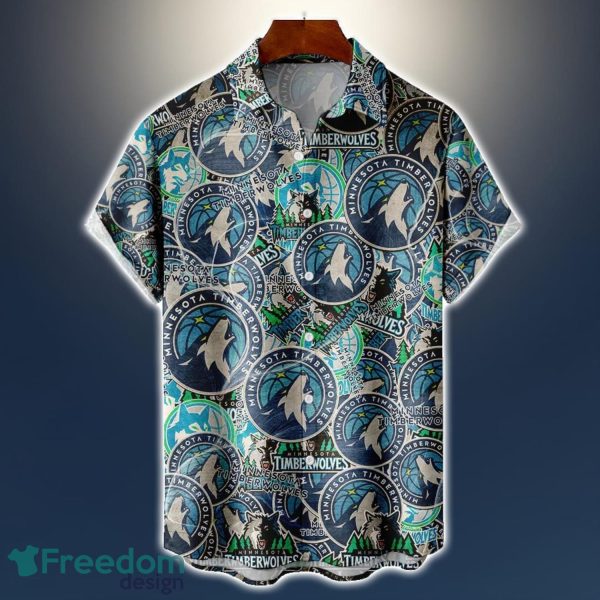 Minnesota Timberwolves Logo All Printed 3D Hawaiian Shirt For Fans NBA Hawaiian Shirt