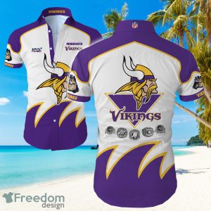 Minnesota Vikings Big Logo Hawaiian Summer Beach Shirt Full Print
