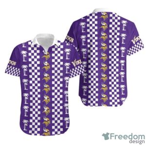 Minnesota Vikings Logo And Coconut Trees Hawaiian Shirt Perfect Gift