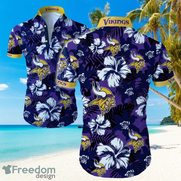 Minnesota Vikings Logo Dark Shirt Hawaiian Summer Beach Shirt Full Print