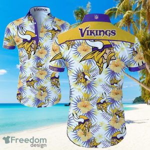 Minnesota Vikings Logo Light Shirt Hawaiian Summer Beach Shirt Full Print