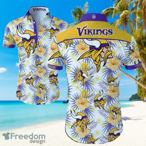 Minnesota Vikings Logo Light Shirt Hawaiian Summer Beach Shirt Full Print