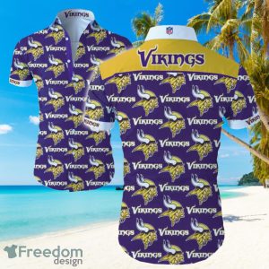 Minnesota Vikings Mini Logo Hawaiian Summer Beach Shirt Full Print
