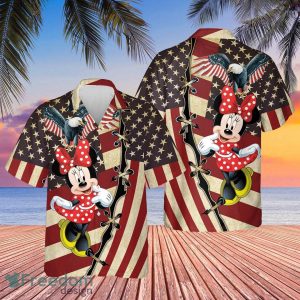 Minnie American Flag Pattern 3D Hawaiian Shirt Hot Gift For Men And Women