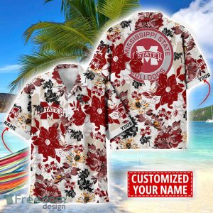 Mississippi State Bulldogs Aloha 3D Hawaiian Shirt Flower Sport Team Beach Shirt Custom Name