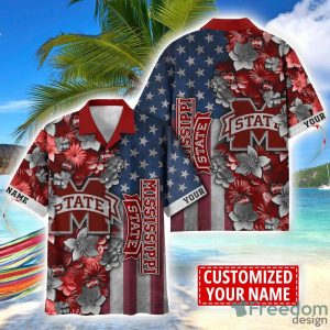 Mississippi State Bulldogs Custom name USA Flag 4th July Independence Day Hawaiian Shirt