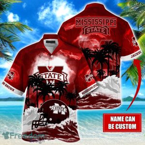Mississippi State Bulldogs NCAA Hawaiian Shirt Coconut Tree Waves Beach Hawaii Shirt Custom Name For Fans
