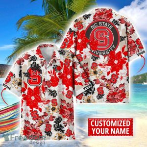 NC State Wolfpack Aloha 3D Hawaiian Shirt Flower Sport Team Beach Shirt Custom Name
