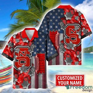 NC State Wolfpack Custom name USA Flag 4th July Independence Day Hawaiian Shirt