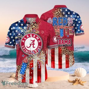 NCAA Alabama Crimson Tide Logo Design Flag America Independence Day Hawaii Shirt Full Over Print