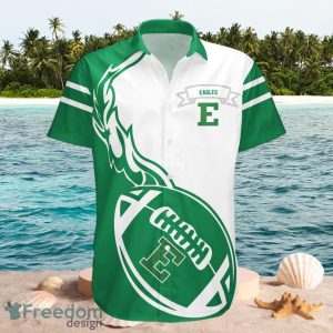 NCAA Eastern Michigan Eagles Logo Design Flame Ball White Green Shirt Hawaiian Shirt