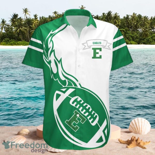 NCAA Eastern Michigan Eagles Logo Design Flame Ball White Green Shirt Hawaiian Shirt