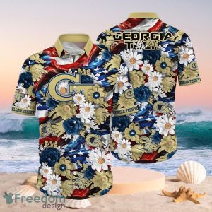 NCAA Georgia Tech Yellow Jackets Design Logo Gift For Fan Independence Day Hawaii Shirt Full Over Print