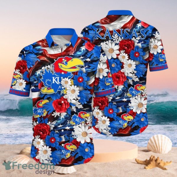 NCAA Kansas Jayhawks Design Logo Gift For Fan Independence Day Hawaii Shirt Full Over Print