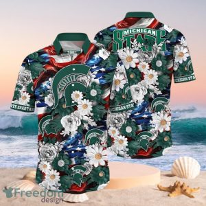 NCAA Michigan State Spartans Design Logo Gift For Fan Independence Day Hawaii Shirt Full Over Print