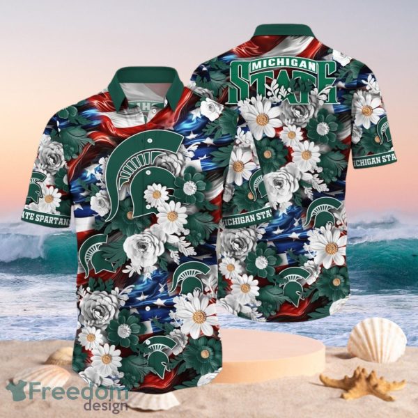 NCAA Michigan State Spartans Design Logo Gift For Fan Independence Day Hawaii Shirt Full Over Print