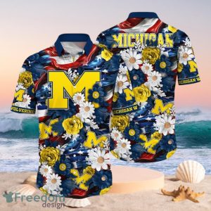 NCAA Michigan Wolverines Design Logo Gift For Fan Independence Day Hawaii Shirt Full Over Print