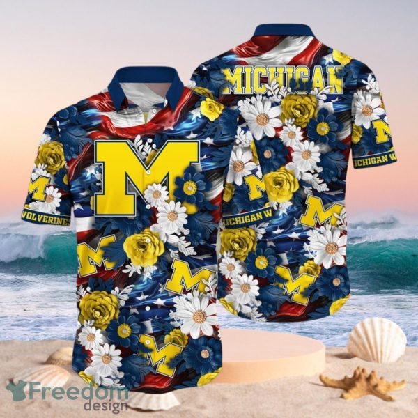 NCAA Michigan Wolverines Design Logo Gift For Fan Independence Day Hawaii Shirt Full Over Print