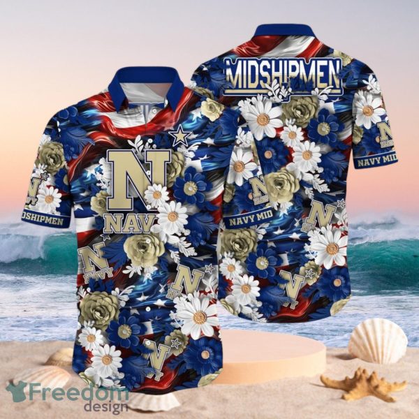 NCAA Navy Midshipmen Design Logo Gift For Fan Independence Day Hawaii Shirt Full Over Print