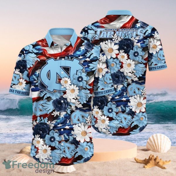 NCAA North Carolina Tar Heels Design Logo Gift For Fan Independence Day Hawaii Shirt Full Over Print