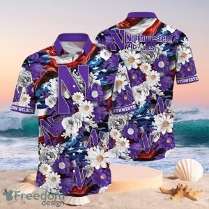 NCAA Northwestern Wildcats Design Logo Gift For Fan Independence Day Hawaii Shirt Full Over Print