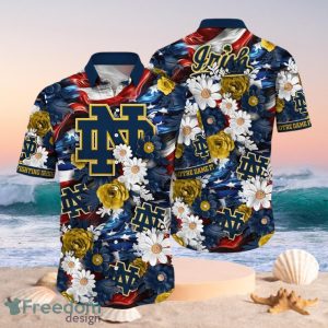 NCAA Notre Dame Fighting Irish Design Logo Gift For Fan Independence Day Hawaii Shirt Full Over Print