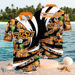 NCAA Oklahoma State Cowboys Logo Design Tropical Orange Shirt Hawaiian Shirt