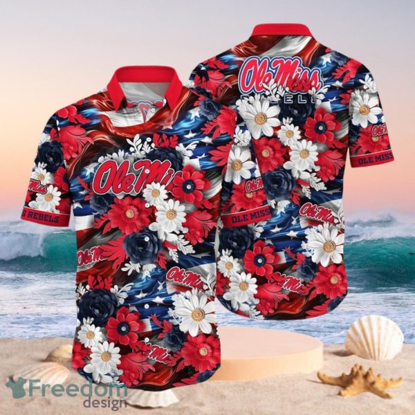 NCAA Ole Miss Rebels Design Logo Gift For Fan Independence Day Hawaii Shirt Full Over Print
