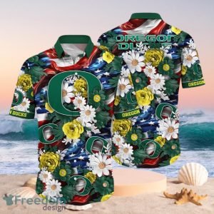 NCAA Oregon Ducks Design Logo Gift For Fan Independence Day Hawaii Shirt Full Over Print