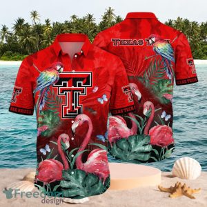 NCAA Texas Tech Red Raiders Logo Design Flamingo Red Shirt Hawaiian Shirt