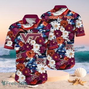 NCAA Virginia Tech Hokies Design Logo Gift For Fan Independence Day Hawaii Shirt Full Over Print