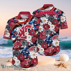 NCAA Washington State Cougars Design Logo Gift For Fan Independence Day Hawaii Shirt Full Over Print