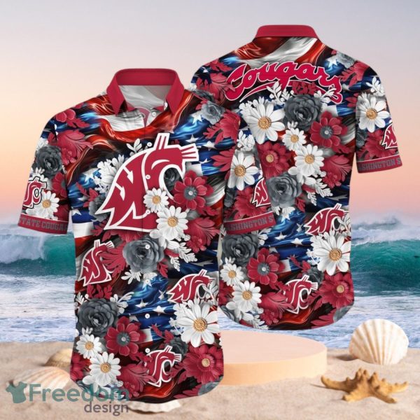 NCAA Washington State Cougars Design Logo Gift For Fan Independence Day Hawaii Shirt Full Over Print