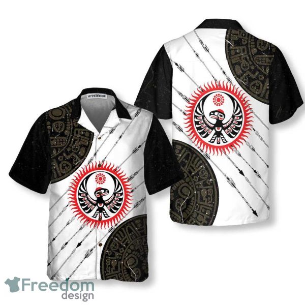 Native American Eagle And Sun Hawaiian Shirt Vintage Ethnic Pattern American Indian Shirt Best Gift For Men And Women