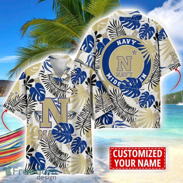 Navy Midshipmen Aloha Hawaiian Shirt Custom Name Summer Gift Holiday Team Shirt
