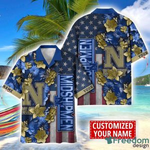 Navy Midshipmen Custom name USA Flag 4th July Independence Day Hawaiian Shirt