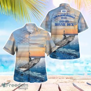 Navy USS Bon Homme Richard (CV-31) Essex-class aircraft carrier Beach Shirt For Team