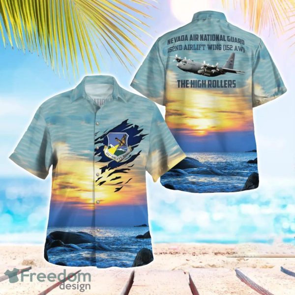 Nevada Air National Guard 152nd Airlift Wing (152 AW) C-130H Hercules Beach Shirt For Team