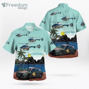 New Hampshire State Police Dodge Charger Pursuit & Bell 407 Helicopter Hawaiian Shirt