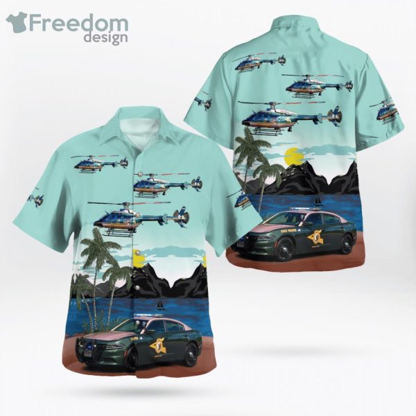 New Hampshire State Police Dodge Charger Pursuit & Bell 407 Helicopter Hawaiian Shirt