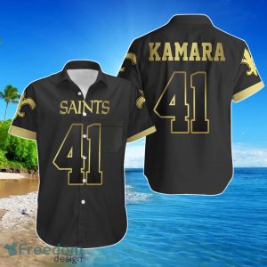 New Orleans Saints 41 Alvin Kamara Black Golden Edition Hawaiian Shirt For Men Women
