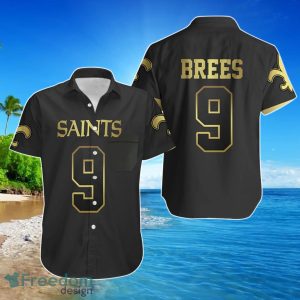 New Orleans Saints 9 Drew Brees Black Golden Edition Jersey Inspired Hawaiian Shirt For Men Women