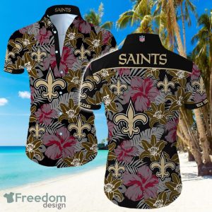 New Orleans Saints Logo Flower Hawaiian Summer Beach Shirt Full Print